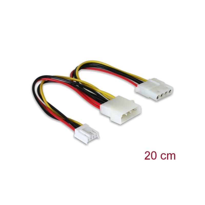 Delock Power Cable Molex 4pin male to Molex 4 pin female + 4 pin Floppy