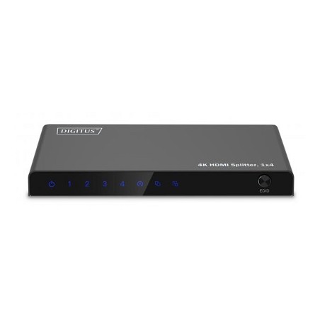DIGITUS 1x4 HDMI Splitter, 4K/60Hz HDCP 2.2, EDID Control