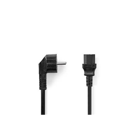 Nedis CEGL10015BK20 - Napájecí Kabel | Typ F Zástrčka | IEC-320-C13 | Úhlový | Přímý | 2 m | Černá