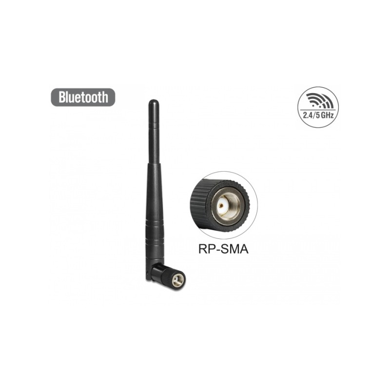 Delock WLAN 802.11 ac/a/h/b/g/n anténa RP-SMA samec 3 dBi všesměrová s otočným kloubem černá