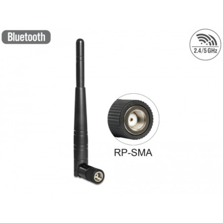 Delock WLAN 802.11 ac/a/h/b/g/n anténa RP-SMA samec 3 dBi všesměrová s otočným kloubem černá