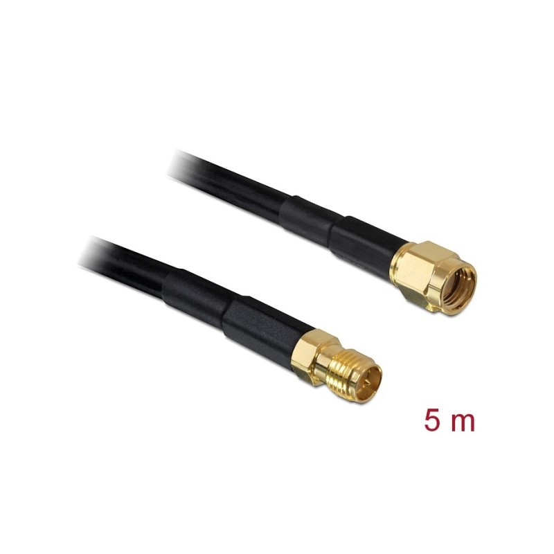 Delock Prodlužovací kabel antény RP-SMA, CFD/RF200, 5 m, nízkoztrátový