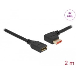Delock DisplayPort prodlužovací kabel samec 90° pravoúhlý vlevo na samice 8K 60 Hz 2 m