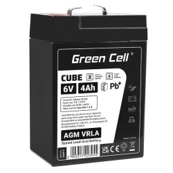 Green Cell Cube AGM VRLA IP54 6V 4Ah maintenance-free battery for toy cash register alarm system