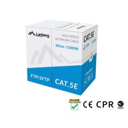 Lanberg LAN Kabel CAT.5E FTP 305M Pevný CU šedý CPR + FLUKE PASSED