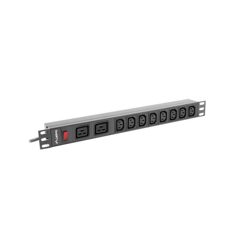 Lanberg 19" 1U 16A 2M 2X C19 8X IEC C13 zásuvky černá C20