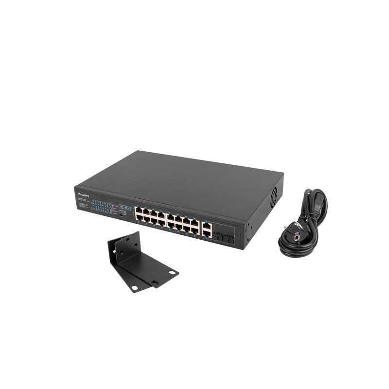 Lanberg Switch 16X 100MB PoE+/2X 1GB/1X SFP Unmanaged Rack 10" & 19" Gigabit Ethernet 150W