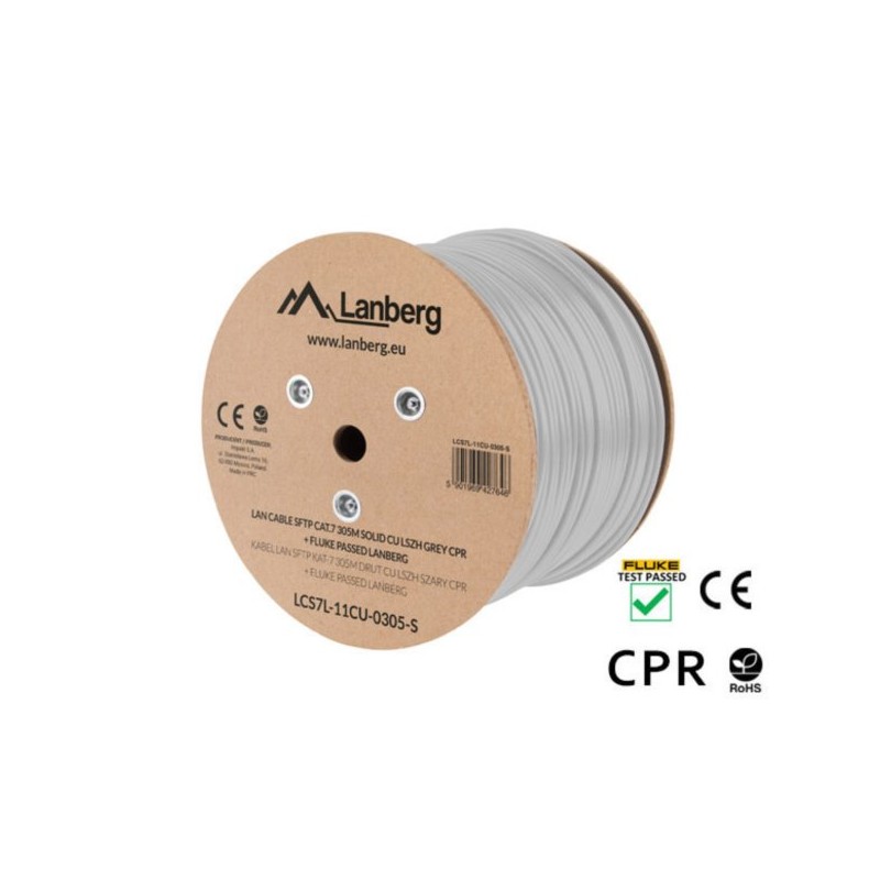 Lanberg LAN Kabel CAT.7 SFTP 305M Pevný CU LSZH šedý CPR + FLUKE PASSED