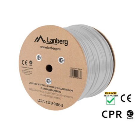 Lanberg LAN Kabel CAT.7 SFTP 305M Pevný CU LSZH šedý CPR + FLUKE PASSED