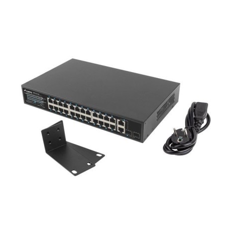 Lanberg Switch 24X 100MB PoE+/2X Combo Rack 19" Gigabitový Ethernet 360W V2