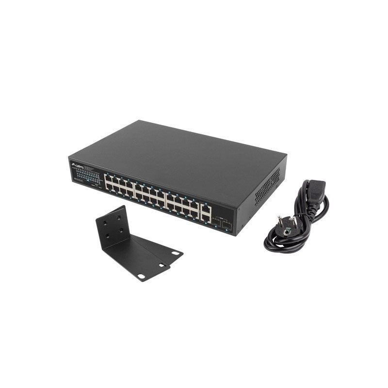 Lanberg Switch 24X 1GB PoE+/2X GB 2X SFP Rack 19" Gigabitový Ethernet 250W
