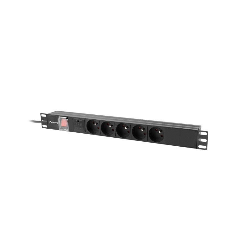Lanberg napájecí Distribuční Jednotka (PDU) 19" 1U 10A 2M 5X francouzské zásuvky černá C14