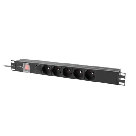 Lanberg napájecí Distribuční Jednotka (PDU) 19" 1U 10A 2M 5X francouzské zásuvky černá C14