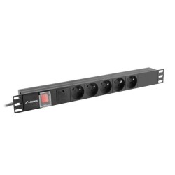 Lanberg napájecí Distribuční Jednotka (PDU) 19" 1U 16A 2M 5X francouzské zásuvky černá
