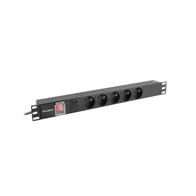 Lanberg napájecí Distribuční Jednotka (PDU) 19" 1U 16A 2M 5X francouzské zásuvky černá