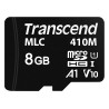 Transcend 8GB microSDHC410M UHS-I U1 (Class 10) A1 V10 MLC průmyslová paměťová karta (bez adaptéru), 100MB/s R, 22MB/s W