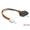 Delock Napájecí kabel SATA, z 15 pinové zástrčky na 1 x 4 pinovou zásuvku disketové mechaniky floppy, 15 cm