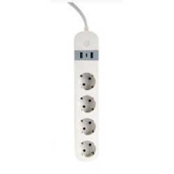 GEMBIRD chytrá prodlužovačka s USB nabíječkou, 4 zásuvky, bílá