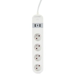 GEMBIRD chytrá prodlužovačka s USB nabíječkou, 4 francouzské zásuvky, černá
