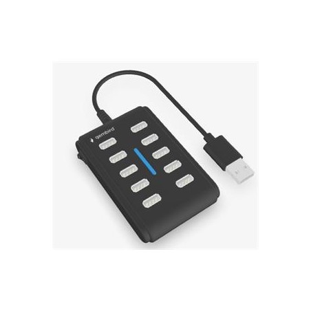 GEMBIRD 10portový USB 2.0 rozbočovač, černý