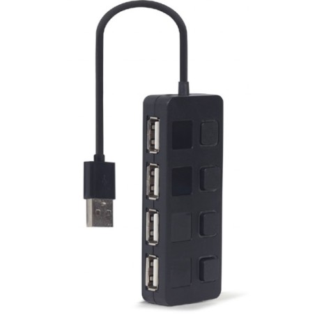 GEMBIRD USB 2.0 4portový hub s vypínači – černý