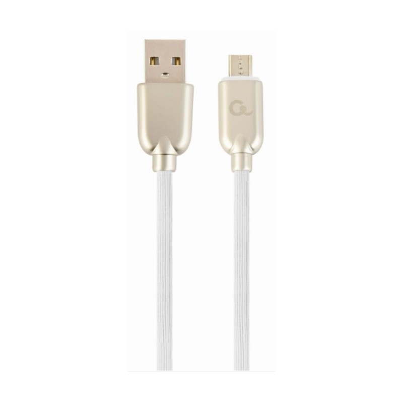 GEMBIRD CC-USB2R-AMmBM-2M-W Premium gumový Micro-USB nabíjecí a datový kabel 2m bílý