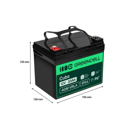 Green Cell AGM VRLA IP54 12V 33Ah baterie pro sekačky na trávu, skútry, lodě, invalidní vozíky
