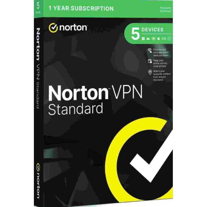 NORTON SECURE VPN Standard 1 uživatel na 5 zařízení na 1 rok