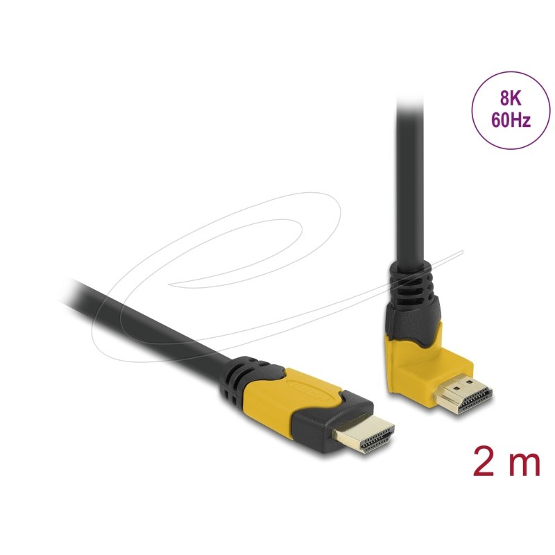 Delock High Speed HDMI kabel samec přímý na samec 90° pravoúhlý nahoru 48 Gbps 8K 60 Hz 2 m