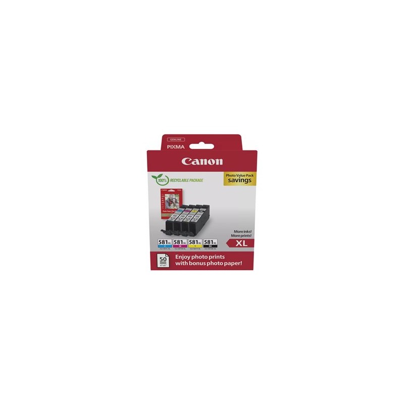 Canon CARTRIDGE CLI-581XL BK/C/M/Y fotopapír PP-201 pro PIXMA TS615x, TS625x, TS635x, TS815x (400 str.)