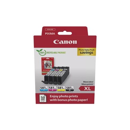 Canon CARTRIDGE CLI-581XL BK/C/M/Y fotopapír PP-201 pro PIXMA TS615x, TS625x, TS635x, TS815x (400 str.)