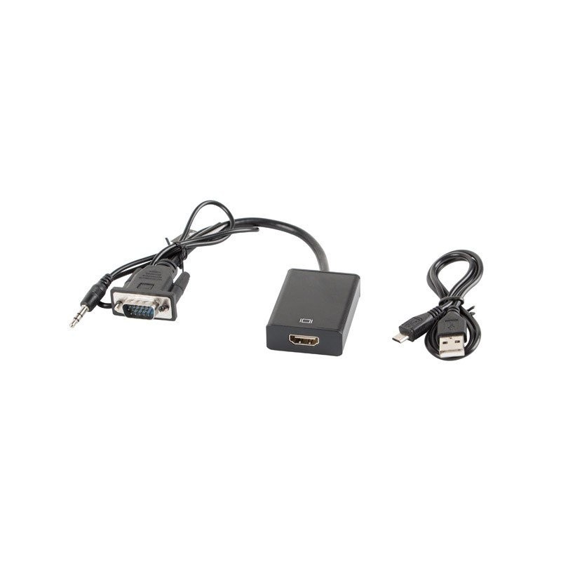 Lanberg VGA(M)+Minijack 3,5MM(M)- HDMI(F) Adaptérový Kabel 20CM černý
