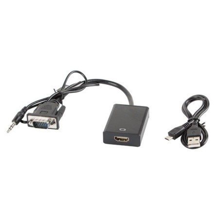 Lanberg VGA(M)+Minijack 3,5MM(M)- HDMI(F) Adaptérový Kabel 20CM černý