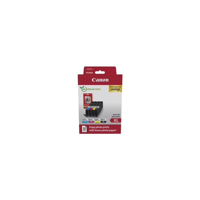 Canon CARTRIDGE CLI-551XL C/M/Y/BK PHOTO VALUE pro MG5450,5550,6450,6650,7150,7550 (680 str.)