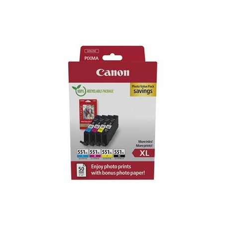 Canon CARTRIDGE CLI-551XL C/M/Y/BK PHOTO VALUE pro MG5450,5550,6450,6650,7150,7550 (680 str.)