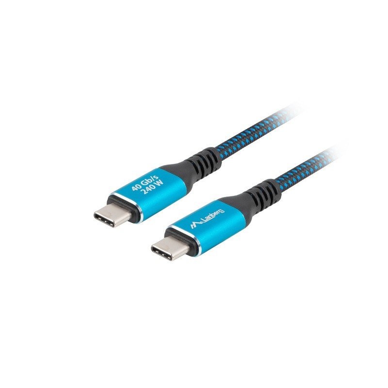 Lanberg KABEL USB-C M/M 4.0 1M 240W 8K 60HZ ČERNO-MODRÝ
