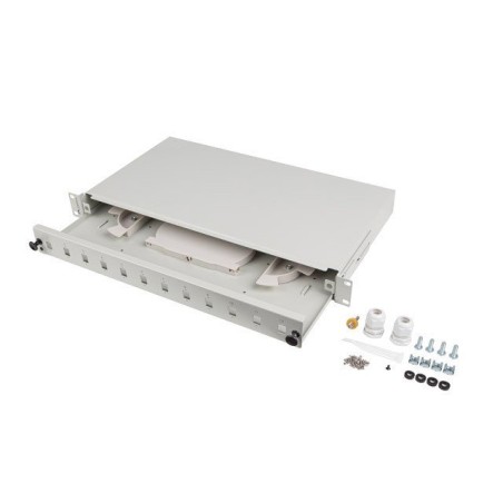 LANBERG 19" 1U OPTICKÝ PATCH PANEL 12XSC SIMPLEX / 12XLC DUPLEX ŠEDÝ + PŘÍSLUŠENSTVÍ FOP112SSLDS