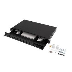 LANBERG 19" 1U OPTICKÝ PATCH PANEL 12XSC DUPLEX / 12XLC QUAD ČERNÝ + PŘÍSLUŠENSTVÍ FOP112SDLQB