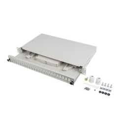 Lanberg 19" 1U optický Patch Panel 24XSC Duplex / 24XLC Quad šedý + příslušenství