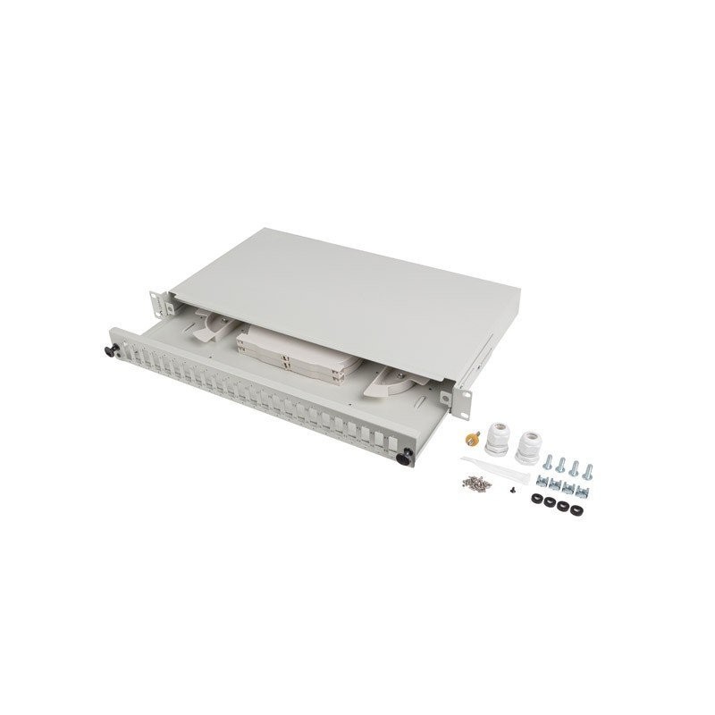 Lanberg 19" 1U optický Patch Panel 24XSC Duplex / 24XLC Quad šedý + příslušenství