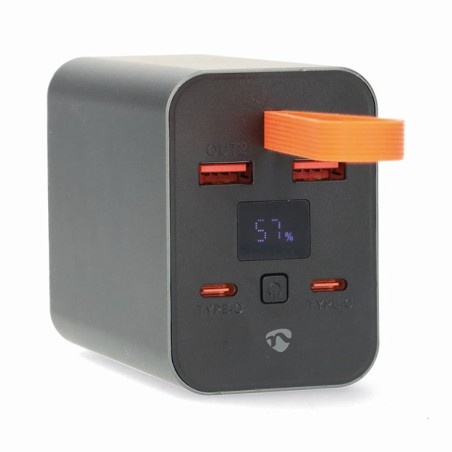 Nedis PBKPD100W25BK - Powerbanka | 30000 mAh | Výstup 2x USB-A / 2x USB-C | Vstup 1x USB-C | PD3.0 100W
