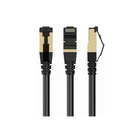 GEMBIRD PP8-LSZHCU-BK-2M – S/FTP Cat. 8 patch kabel s LSZH pláštěm, černý, 2 m