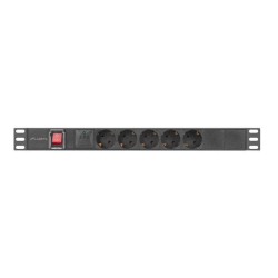 LANBERG 19" 1U 10A 2M 5X SCHUKO ZÁSUVKY ČERNÁ C14