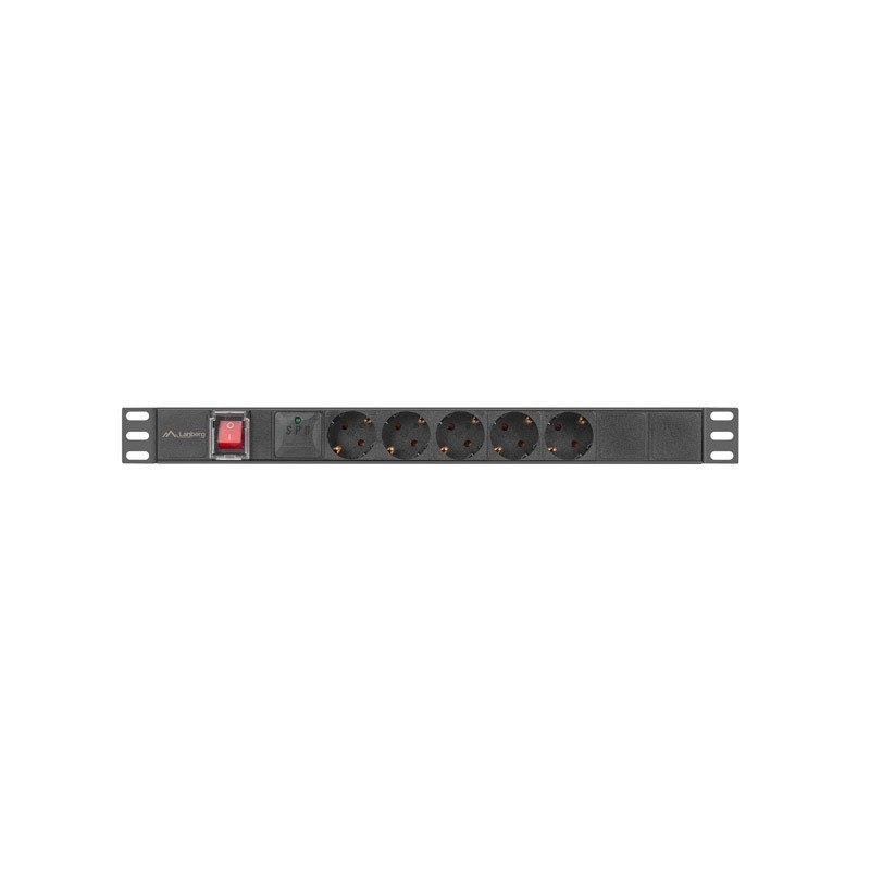Lanberg 19" 1U 10A 2M 5X Schuko zásuvky černá C14