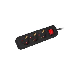 Lanberg napájecí lišta 1,5 M 3X zásuvky Schuko S vypínačem kvalitní měděný Kabel černý