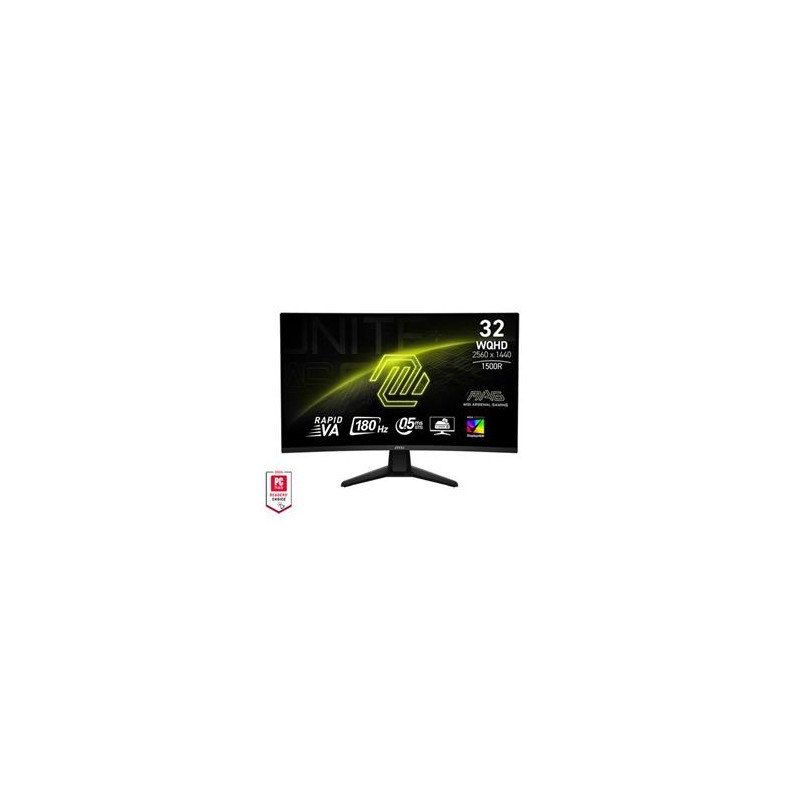 MSI Gaming monitor MAG 32CQ6F, 31,5" Rapid VA zakřivený /2560x1440 (WQHD)/180Hz/0,5ms/DP/2xHDMI/černá