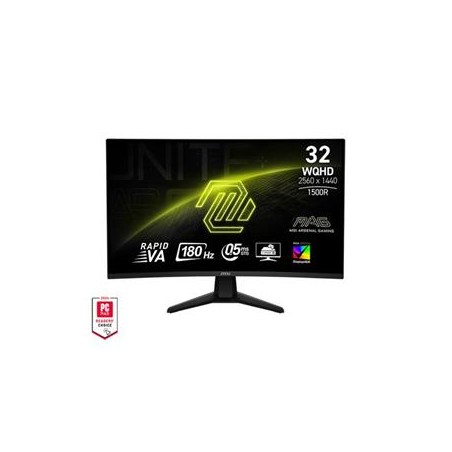 MSI Gaming monitor MAG 32CQ6F, 31,5" Rapid VA zakřivený /2560x1440 (WQHD)/180Hz/0,5ms/DP/2xHDMI/černá