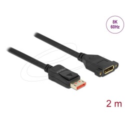 Delock DisplayPort prodlužovací kabel montážní panel 8K 60 Hz 2 m
