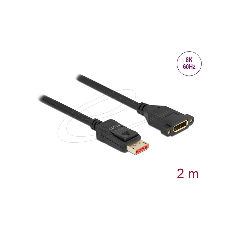 Delock DisplayPort prodlužovací kabel montážní panel 8K 60 Hz 2 m