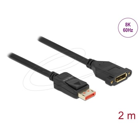 Delock DisplayPort prodlužovací kabel montážní panel 8K 60 Hz 2 m